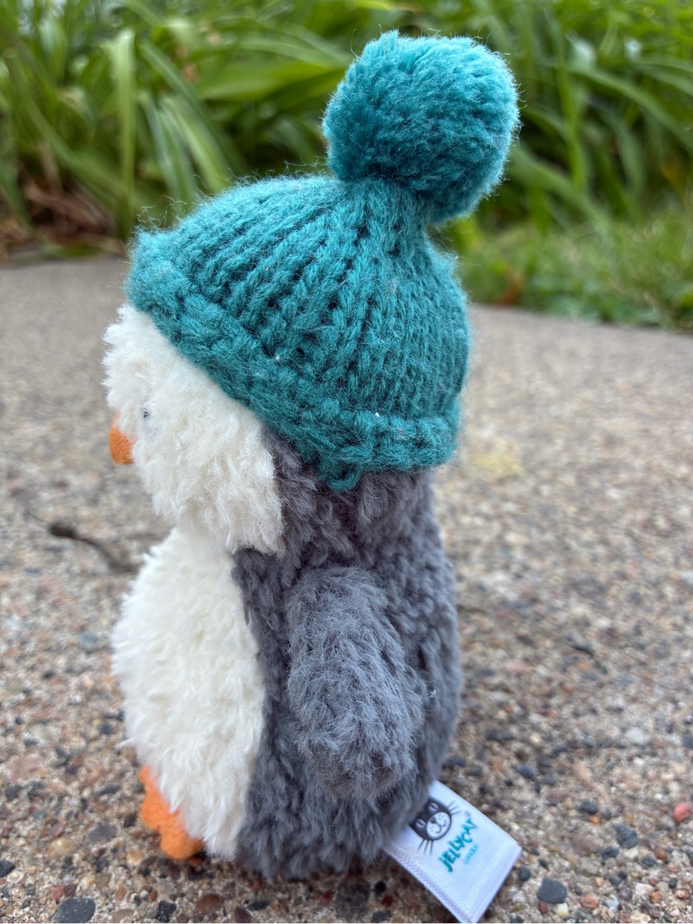 Jellycat Wee Winter Penguin with Teal hat. NWOT pet and smoke free home - Picture 3 of 6